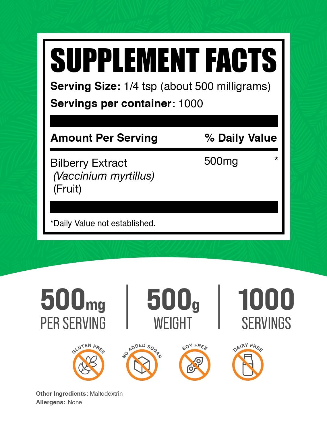 BulkSupplements Bilberry Extract Powder packaging