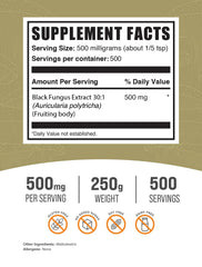 Close-up of 500 mg serving of Black Fungus Mushroom Extract Powder