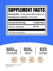 Choline Bitartrate powder label and packaging