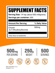 Chrysin powder with measuring scoop and 250g jar