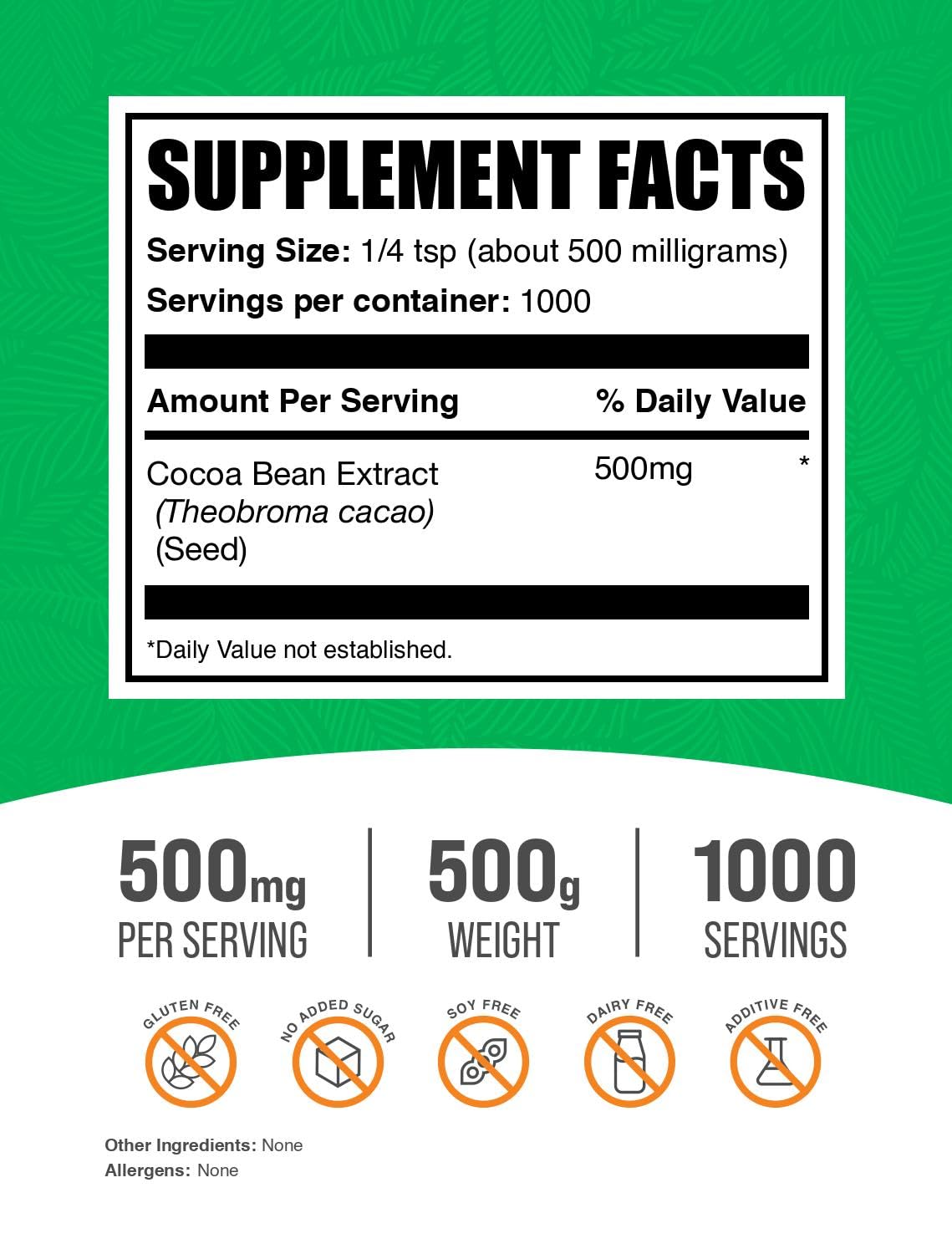 BulkSupplements Cocoa Bean Extract Powder product image with label