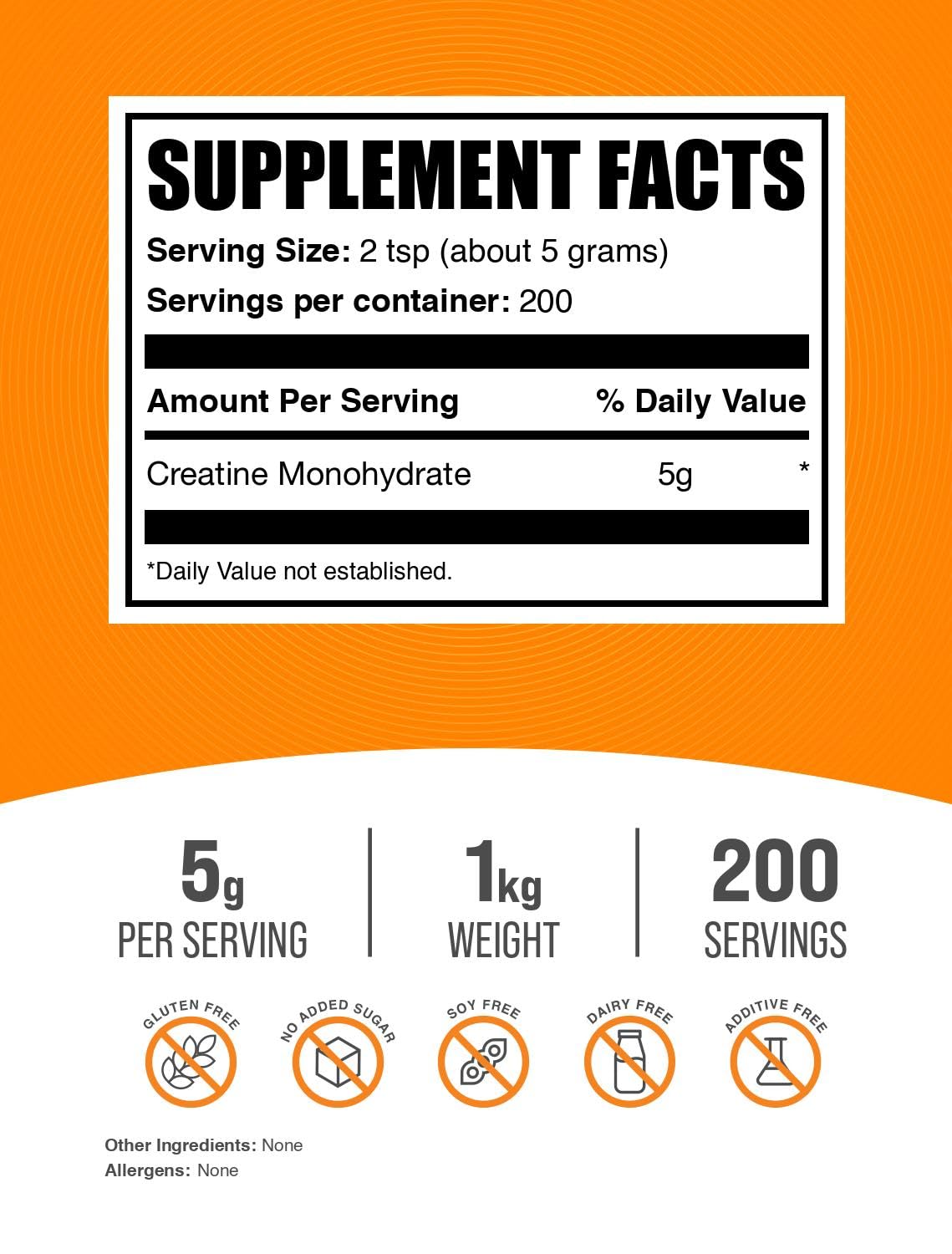 Unflavored creatine monohydrate powder jar
