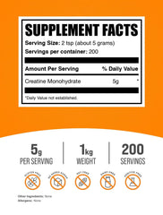 Unflavored creatine monohydrate powder jar