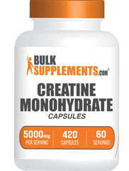 BulkSupplements Creatine Monohydrate Capsules bottle label showing 5000mg per serving