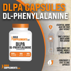 DL-Phenylalanine capsules label with nutrition facts