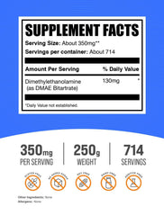 Unflavored DMAE Bitartrate powder 250g packaging