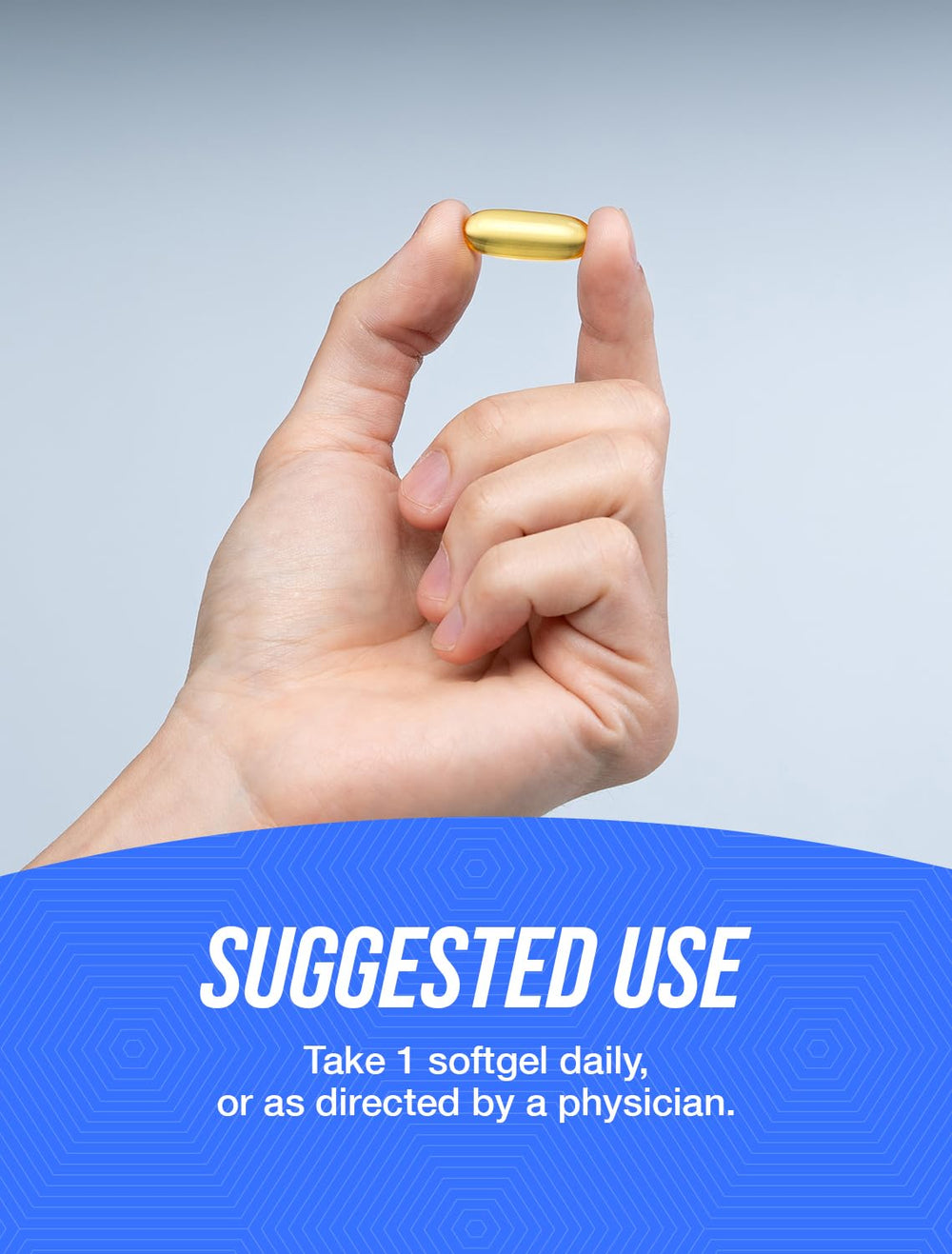 Omega-3 rich fish oil illustration with 1000mg softgels