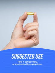 Omega-3 rich fish oil illustration with 1000mg softgels