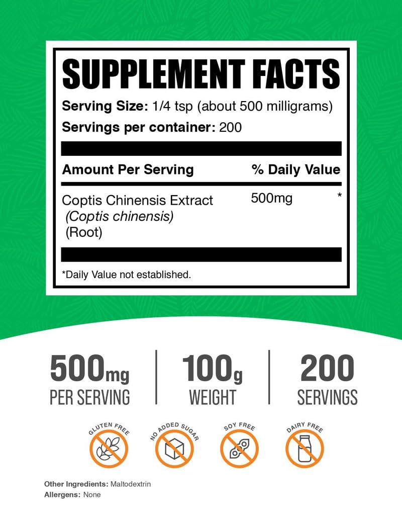 Golden Thread Coptis Chinensis extract powder with product labeling