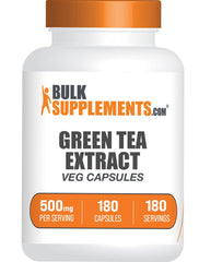 BulkSupplements Green Tea Extract Capsules bottle with label, 180 vegan capsules
