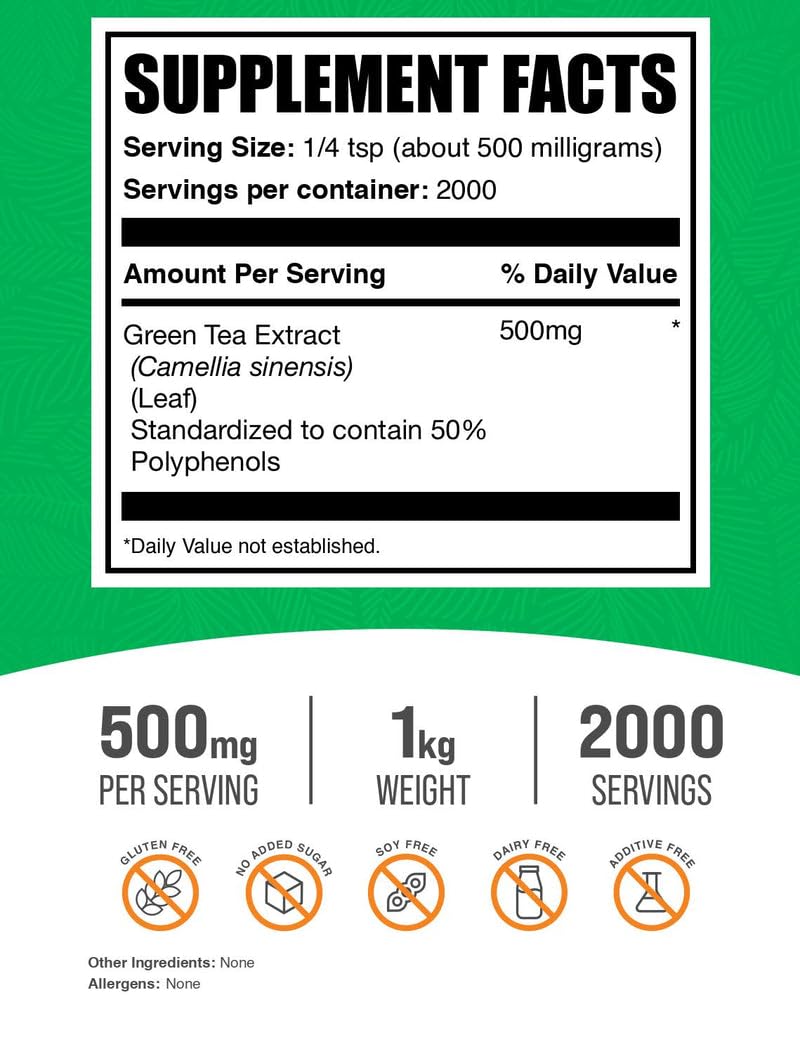 Green Tea Extract Powder with 500 mg per serving