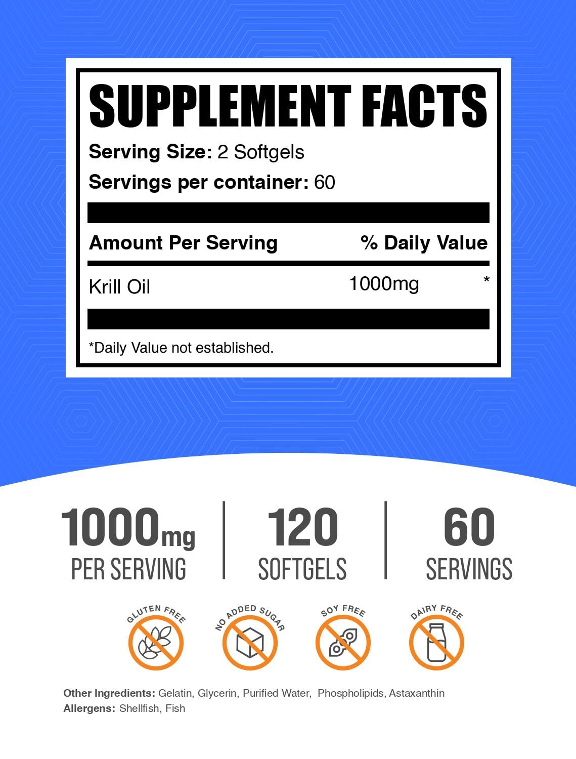 Krill Oil 1000mg Softgels - DHA and Omega-3