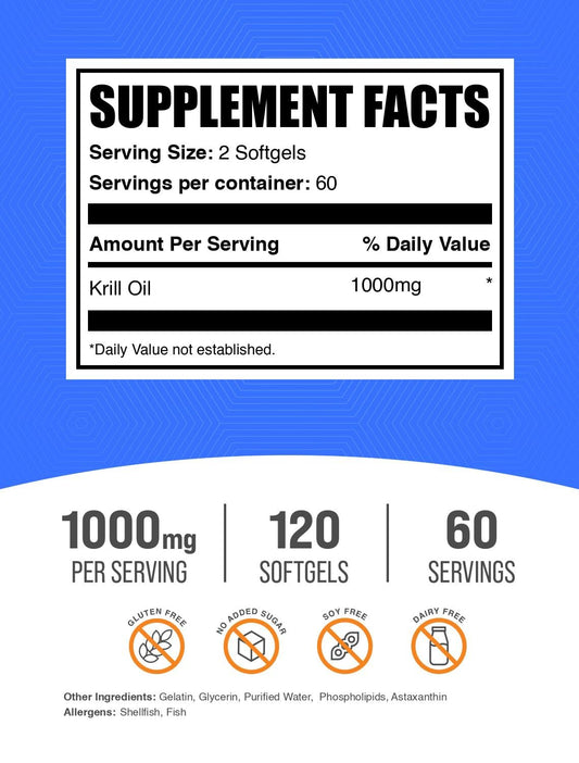 Krill Oil 1000mg Softgels - DHA and Omega-3