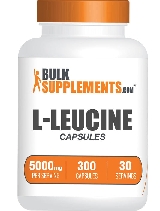 BulkSupplements L-Leucine Capsules with 5000 mg per serving, 10 capsules, 300-count bottle
