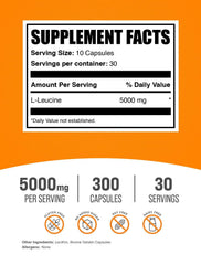 Gluten-free L-Leucine capsules, 300-count bottle