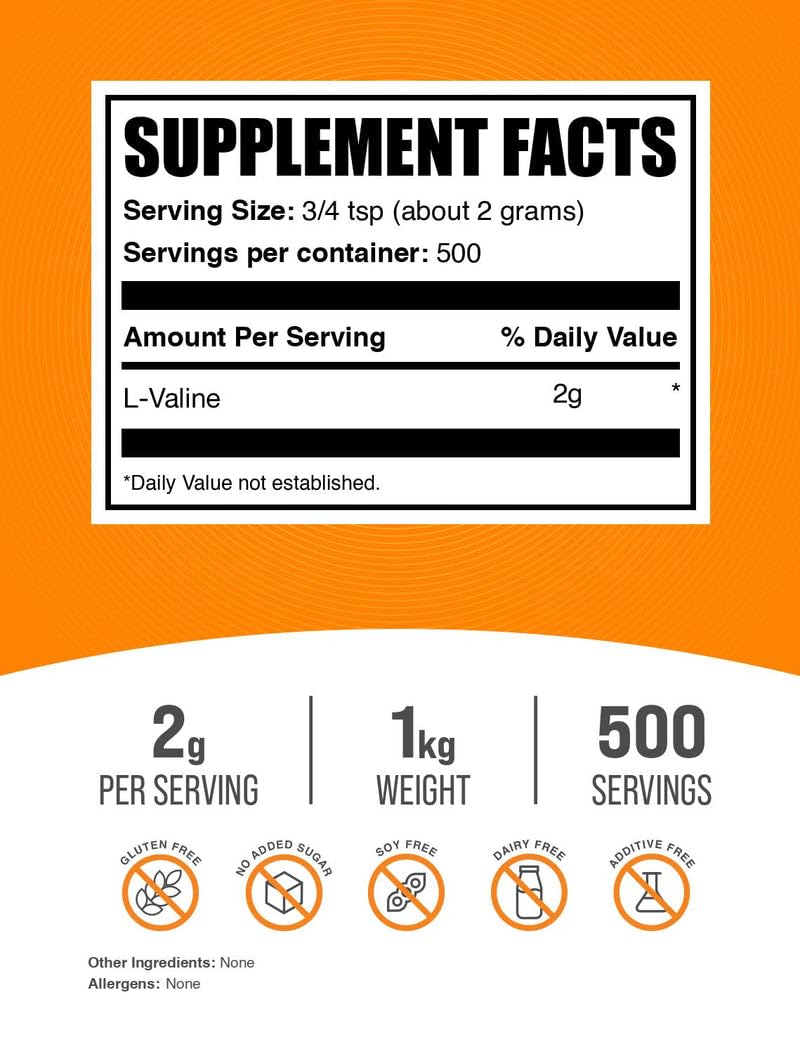 L-Valine Powder packaging from BulkSupplements