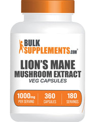 Bottle of BulkSupplements Lion's Mane Mushroom Extract capsules