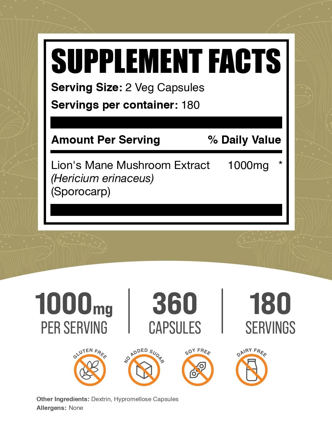Vegan-friendly Lion's Mane capsules