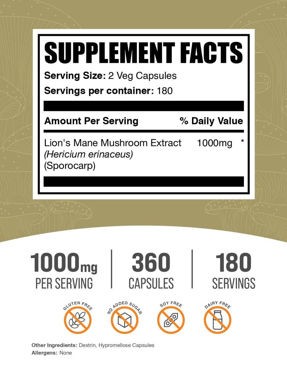 Vegan-friendly Lion's Mane capsules