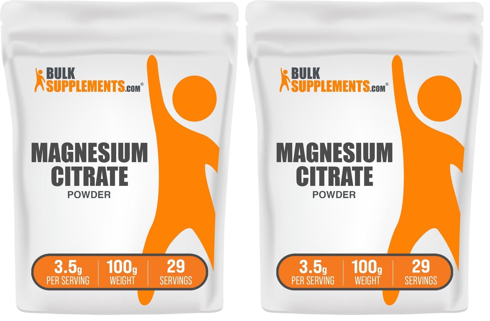 Hero image: BulkSupplements Magnesium Citrate Powder 400mg, 100g pack of 2