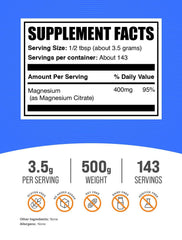 Magnesium Citrate Powder bottle label details