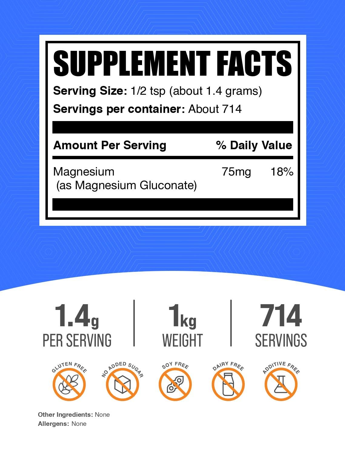 Unflavored Magnesium Gluconate Powder by BulkSupplements