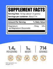 Unflavored Magnesium Gluconate Powder by BulkSupplements