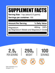 BulkSupplements Magnesium Malate Powder packaging with scoop