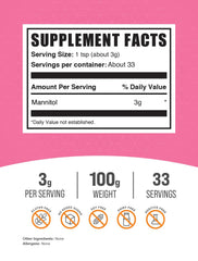 Close-up of Mannitol powder in 100g containers for four-pack