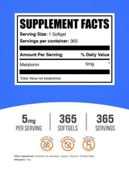 BulkSupplements Melatonin 5 mg softgels packaging label