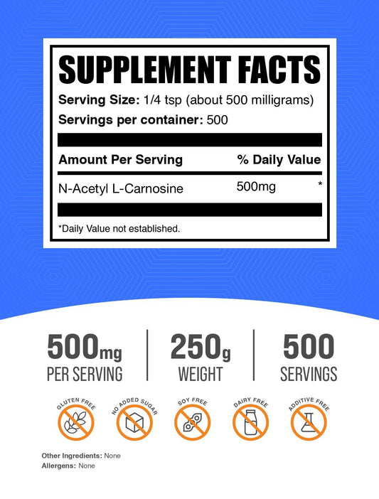Serving scoop of N-Acetyl L-Carnosine powder