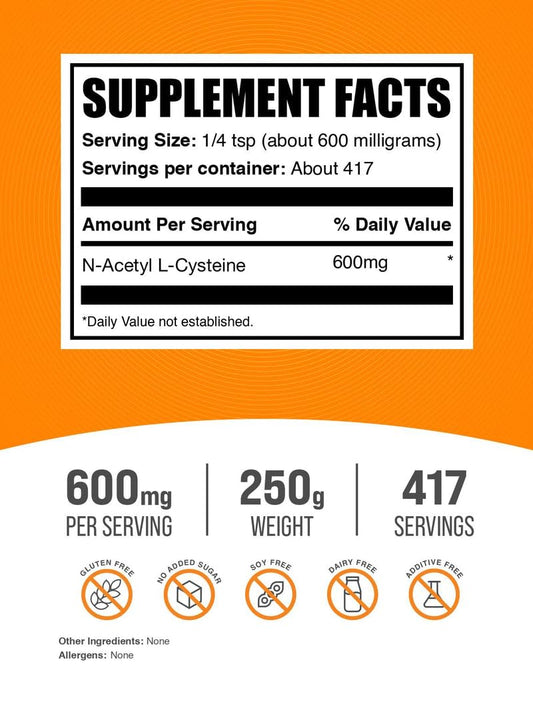 Close-up of NAC powder supplement scoop
