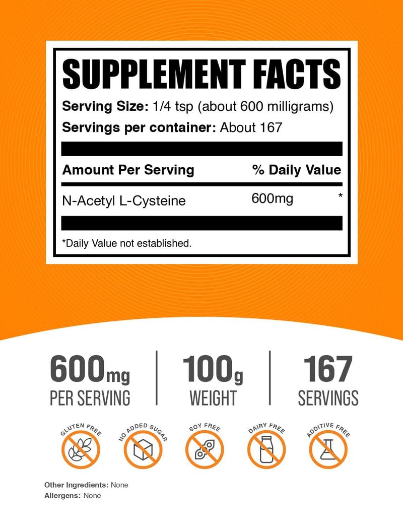 NAC powder 600mg serving size image