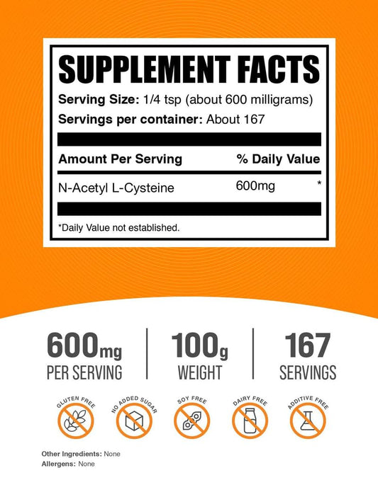 NAC powder 600mg serving size image