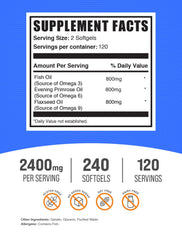 Omega 3-6-9 ingredients and supplement facts panel