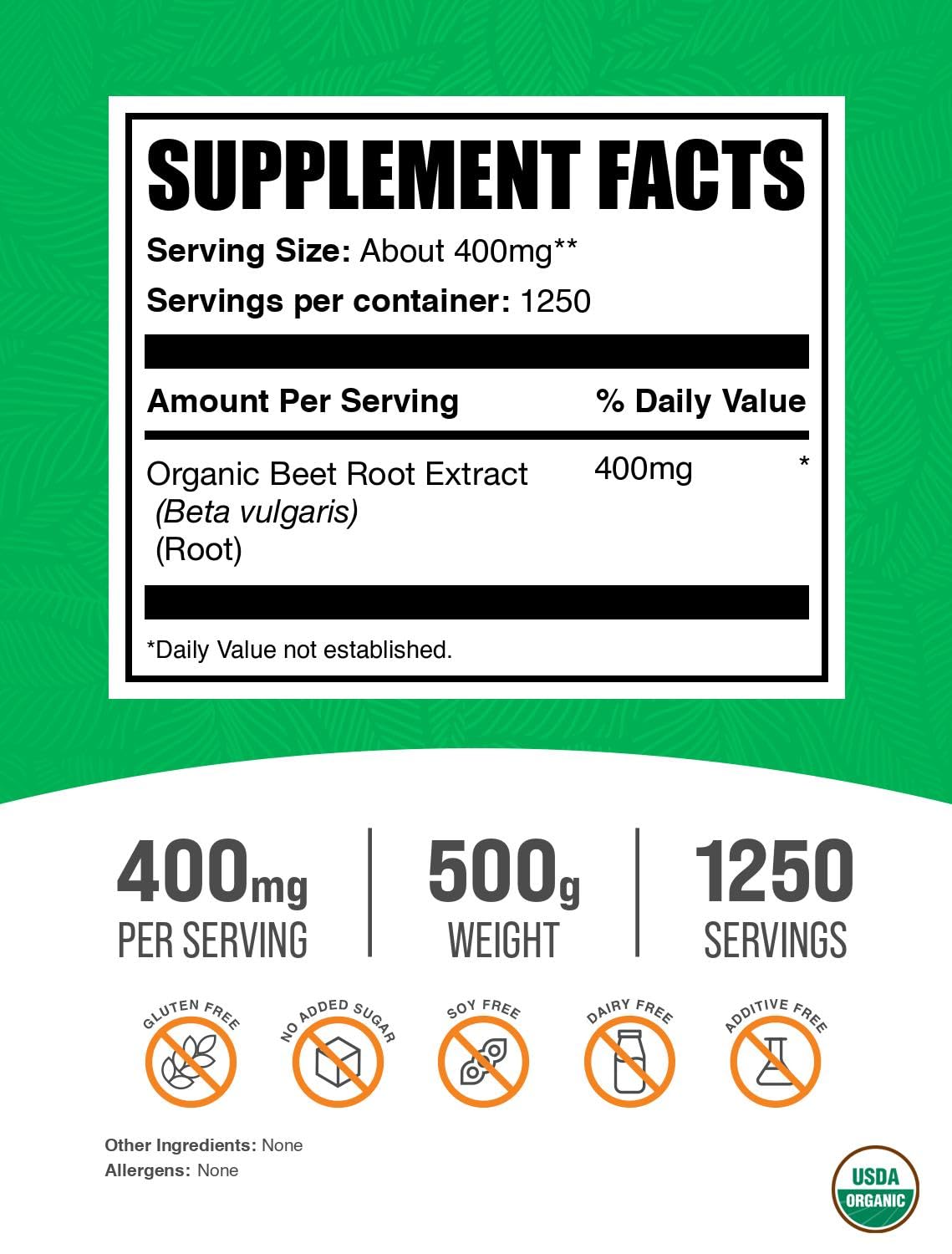 Beet root powder supplement scoop and container, organic