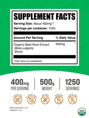 Beet root powder supplement scoop and container, organic