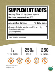 Vegan and gluten-free product label for Shiitake powder
