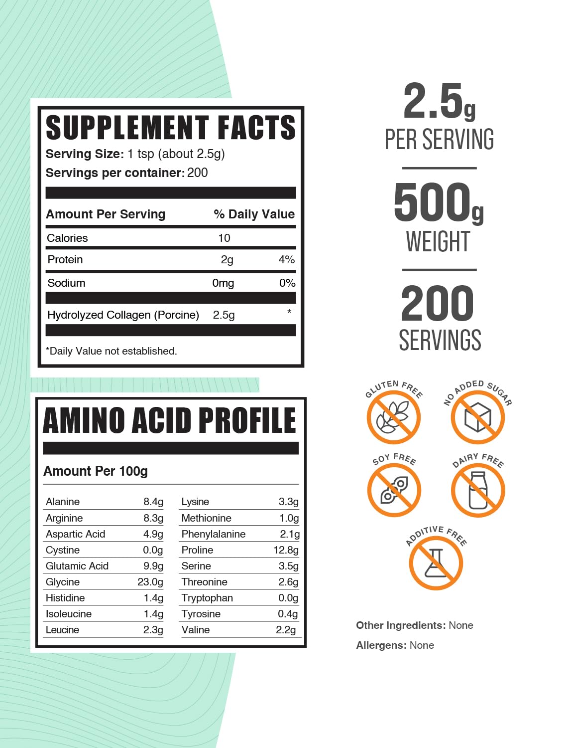 Porcine collagen powder packaging with label