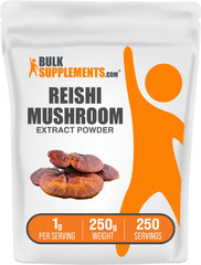 BulkSupplements Reishi Mushroom Extract Powder 250g pack (Pack of 1)