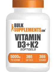Vitamin D3 + K2 5000 IU softgels bottle front