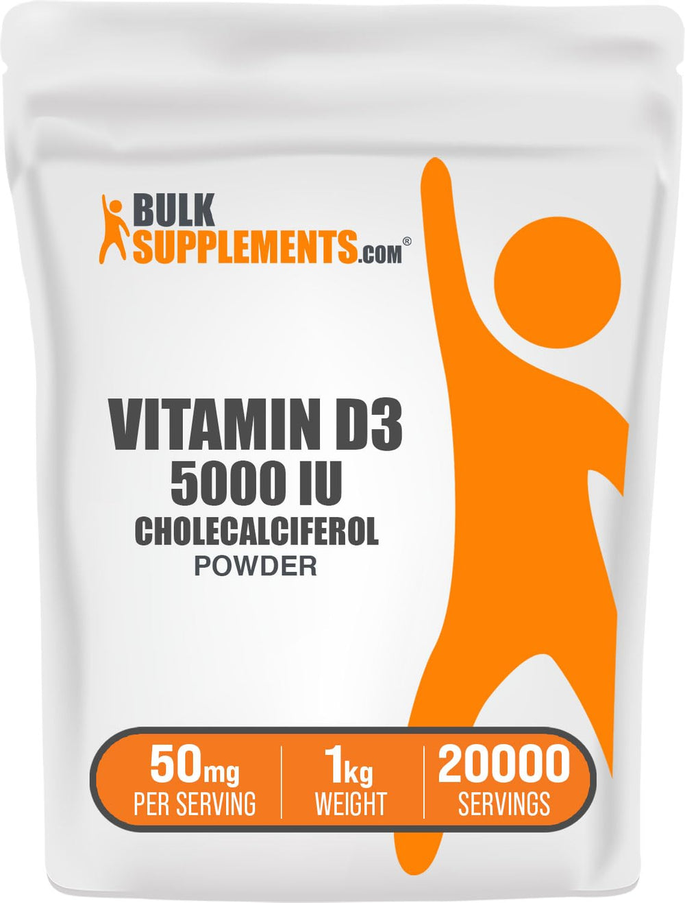BulkSupplements Vitamin D3 powder bottle for easy daily dosing.