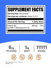 1kg BulkSupplements Vitamin K2 MK-7 powder packaging