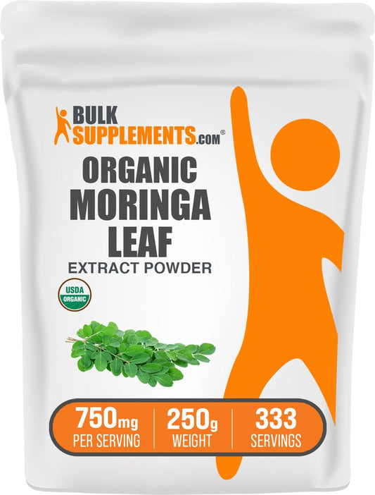Product hero shot of BulkSupplements Organic Moringa Extract Powder