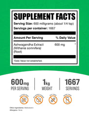 BulkSupplements Ashwagandha Root Extract Powder scoop for easy-dose daily routine