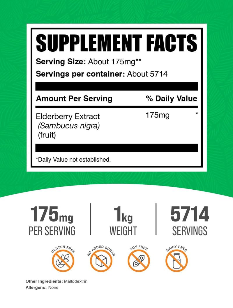 BulkSupplements Elderberry Extract Powder scoop showing convenient serving
