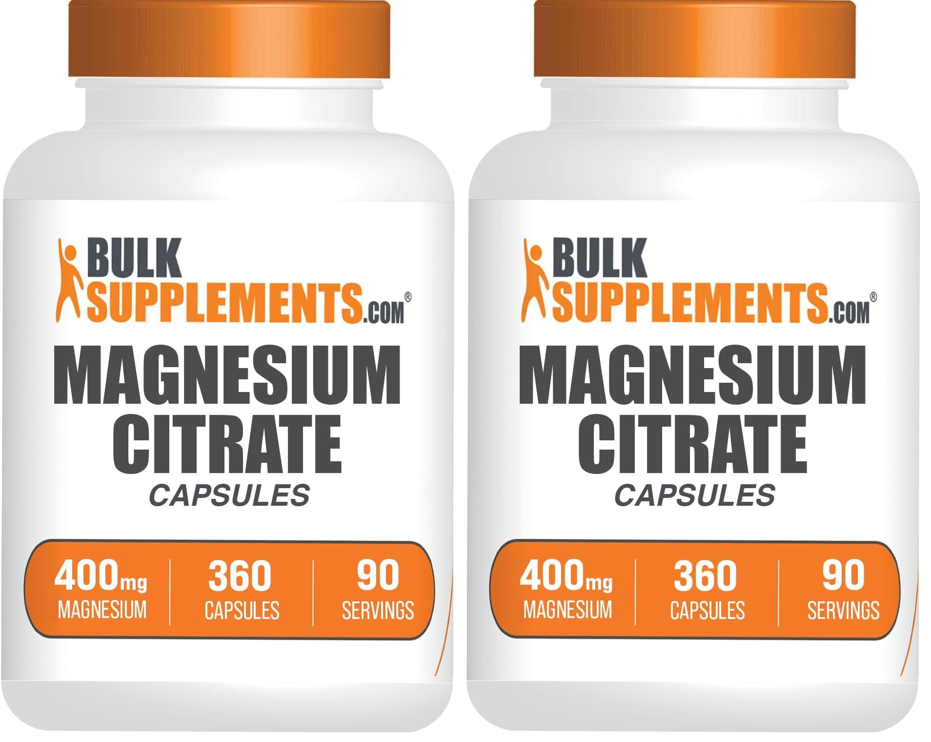 Bulksupplements Magnesium Citrate Capsules 400mg, 360-count, pack of 2 — image 1
