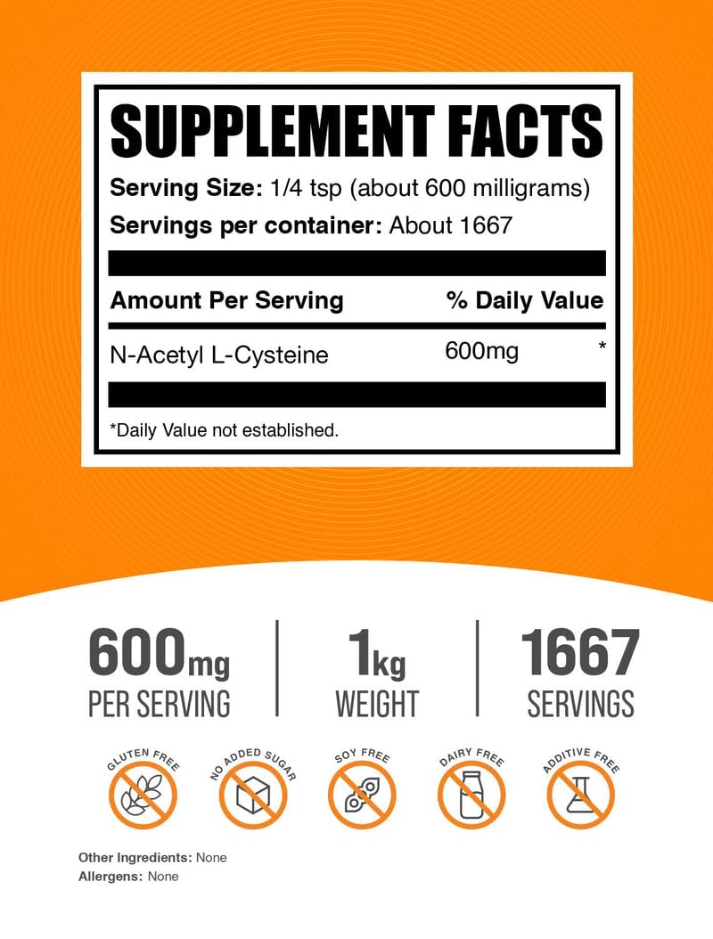 BulkSupplements NAC powder scoop ready for easy mixing and precise dosing