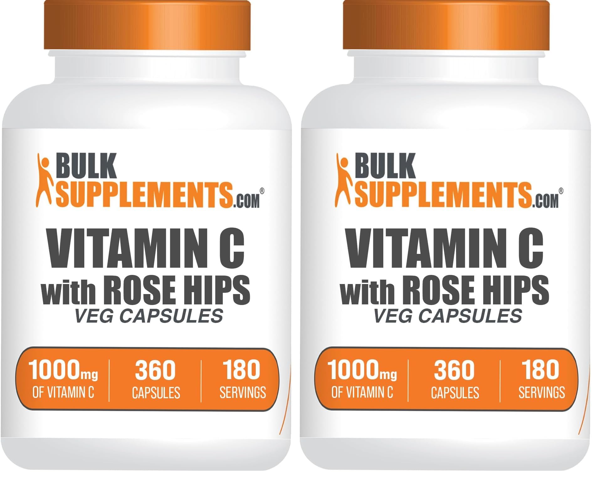 BulkSupplements Vitamin C with Rose HIPS bottle pour showing daily immune support potential