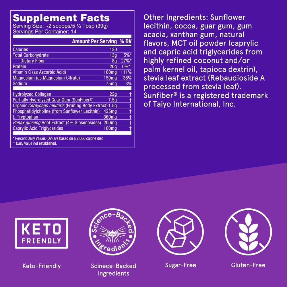 Scooped Bulletproof Dark Chocolate Energy Collagen Protein powder